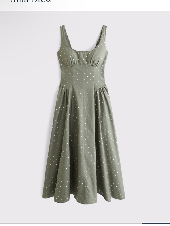 Abercrombie & Fitch Dresses & Skirts - Abercrombie & Fitch Olive Green Polka Dot Scoop-Neck Midi Dress